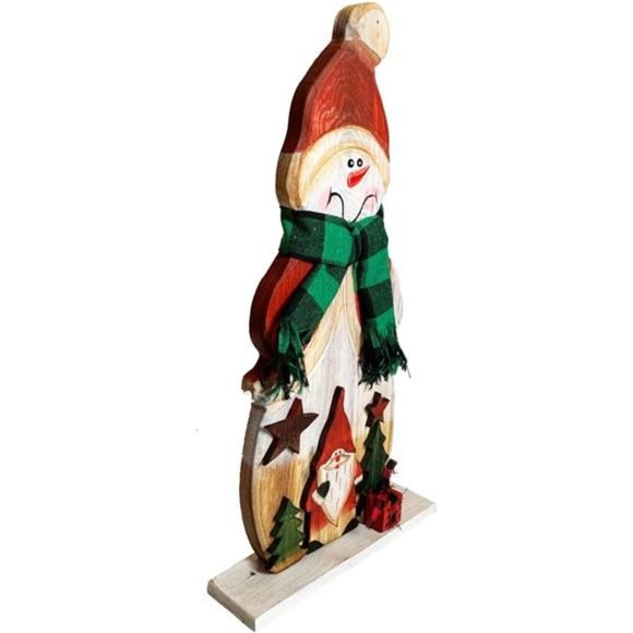 Wood Christmas Snowman Figurines Xmas & Winter Decorations 14.5'' Inches - Picture 5 of 7